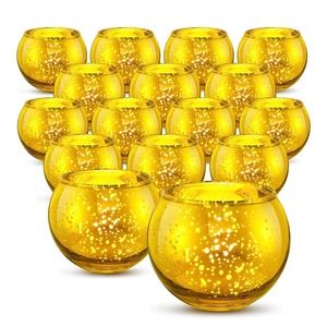 48 Pcs Votive Candle Holder with Flamless Tea Candles
